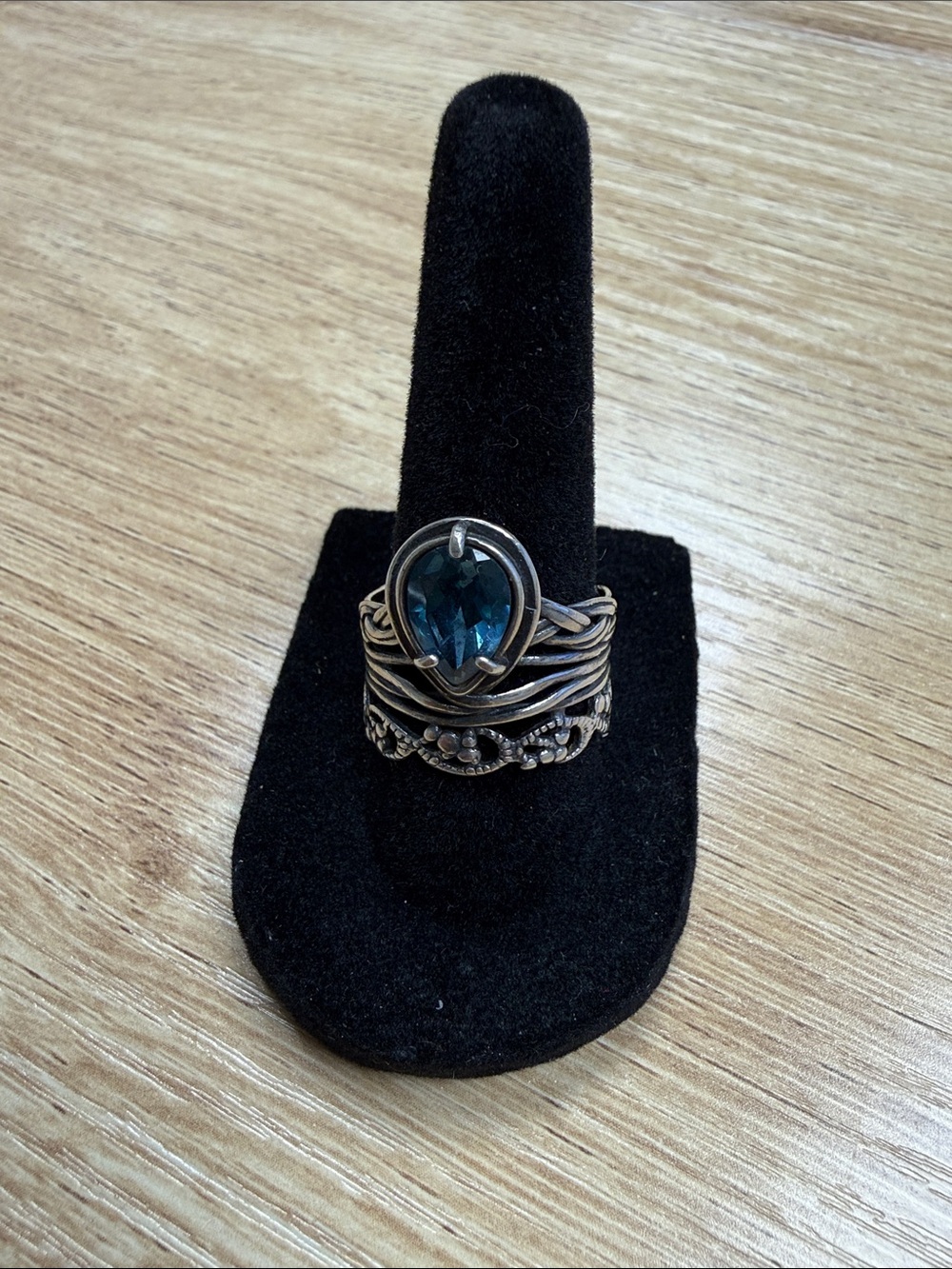 OR Paz Blue Teardrop Gemstone Stackable Ring - Women Jewelry size 8